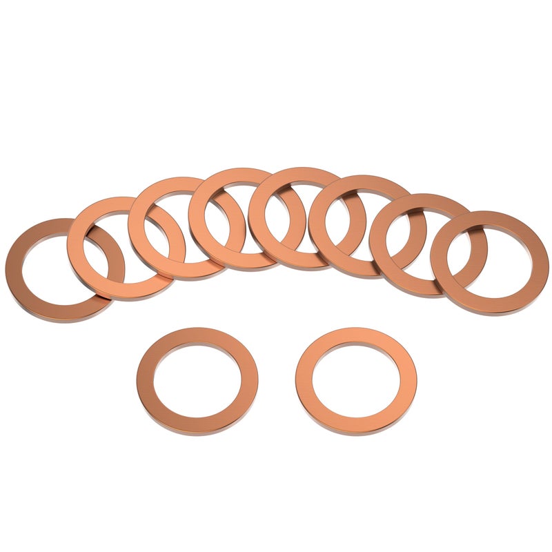 PRIME AVE Oil Drain Plug Washer Gaskets - 14mm Copper Crush Washer - Leak Free Oil Plug Gasket - Compatible/Replacement with Mercedes Part# 007603-014106 (Pack of 10) - Image 1